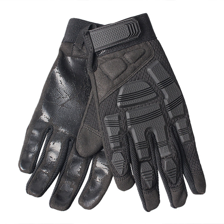 Black protective motorcycle gloves, close-up of textured knuckle and palm grip