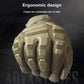 Tan motorcycle glove with molded ergonomic knuckle protection and textured back panel
