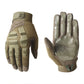 Motorcycle gloves pair in army green, back knuckle protection with detailed grip palm