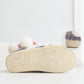 Thick rubber outsole of multicolor home boot slippers, beige tread pattern