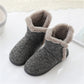 Men's high-top slippers in dark gray with beige sherpa lining and closed-back ankle style