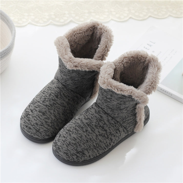 Men's high-top slippers in dark gray with beige sherpa lining and closed-back ankle style