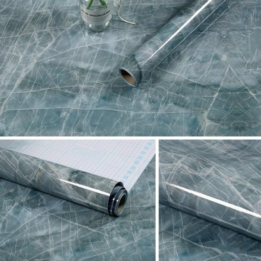 Blue-green marble pattern self-adhesive waterproof wall film roll