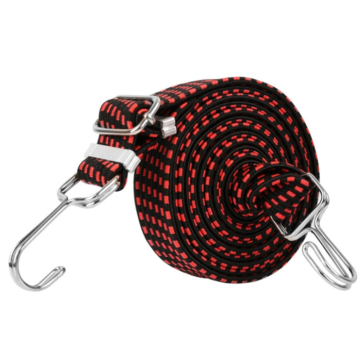 Blue elastic luggage tie-down strap, rolled coiled rope with two metal S hooks