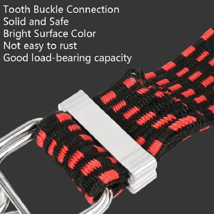 Elastic luggage binding rope with metal buckle, red-and-black woven pattern