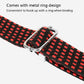 Elastic binding rope with metal ring hook, red-and-black check webbing