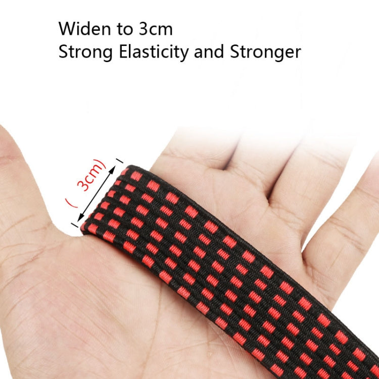 Elastic webbing strap, red-and-black pattern, about 3 cm wide