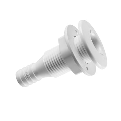 5/8 inch plastic thru-hull vent hose fitting with flanged face, white