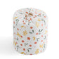 Floral quilt storage bag with drawstring closure, round canvas-style cover