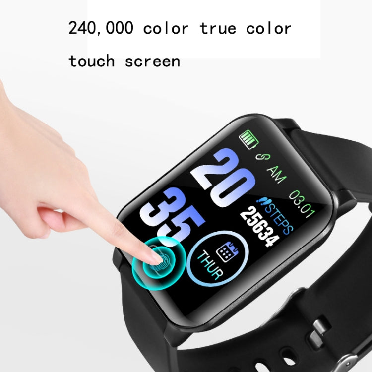 Black touchscreen smart bracelet with hand tapping the display