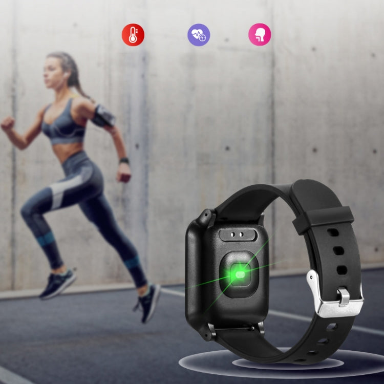 Black smart bracelet with glowing touchscreen display and adjustable strap