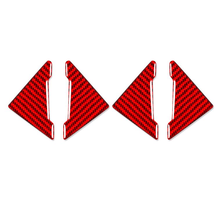 Set of red carbon-fiber look triangular door anti-collision corner stickers