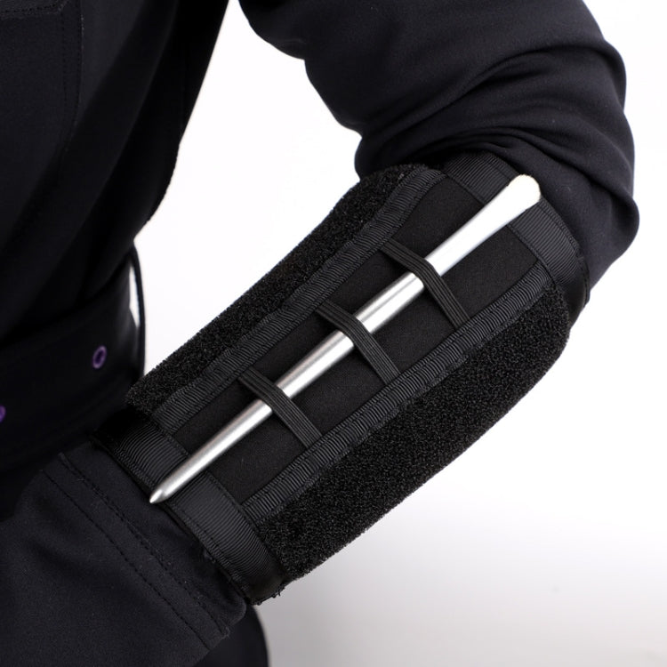 Black brush cleaning sponge arm strap holding brush handles with elastic loops