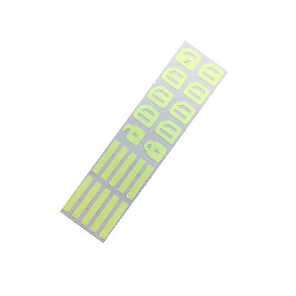 Luminous green car window switch sticker strip with arrow and lock icon patterns