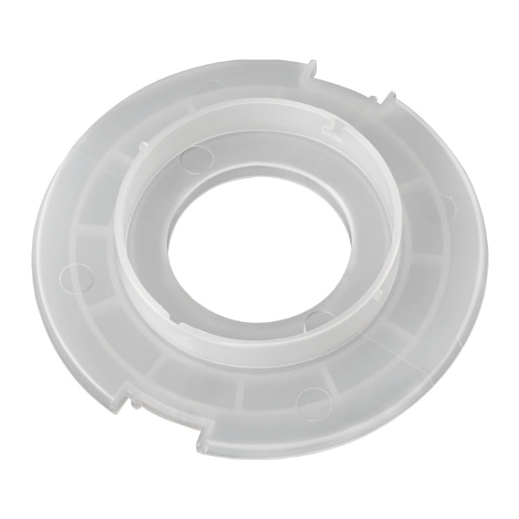 Plastic vacuum filter housing base with circular ring opening and mounting tabs