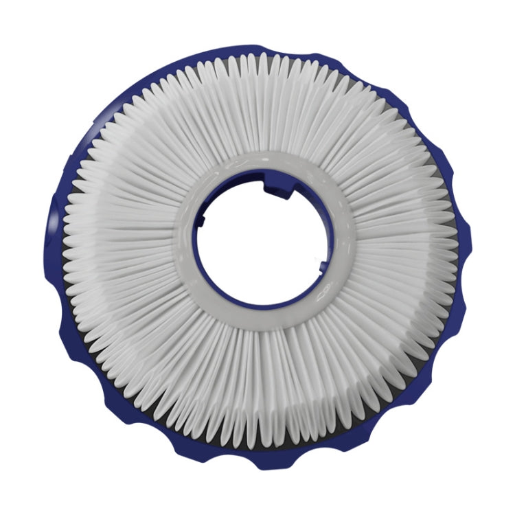 Blue and white HEPA vacuum cleaner filter disk with center hole