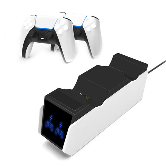 Dual game controller contact charger dock with blue charging display