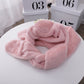 Pink plush velvet hat-scarf, thick cozy wrap (one size)