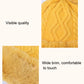 Yellow ribbed knitted beanie with plush faux-fur finish