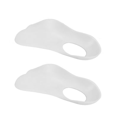 Orthopedic flat foot insole arch support pad, white, single pair with heel cutout