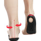 Black orthopedic insole on foot, heel wrap area and arch support for alignment