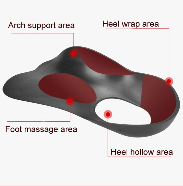 Orthopedic insole with mapped support zones for arch, heel wrap, and foot massage areas