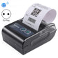 Portable Bluetooth thermal label printer with EU plug, blue power and feed buttons visible