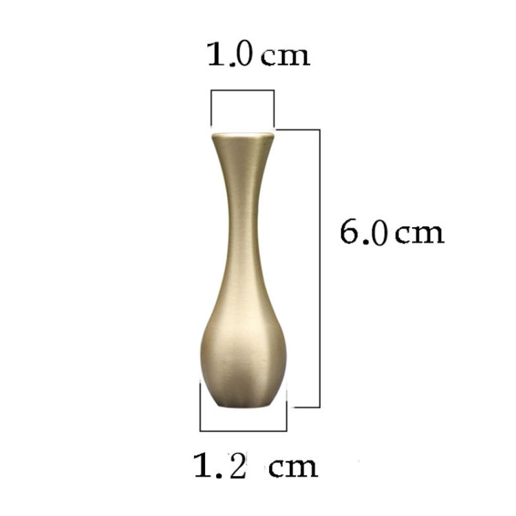 Antique mini vase incense holder size diagram, metallic gold tone