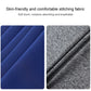 Stitching fabric close-up: blue textured panel and gray speckled panel