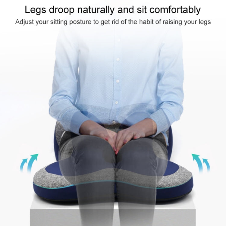Memory foam petal seat cushion in starry blue on office chair, user seated
