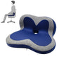 Memory foam petal cushion in starry blue and gray with curved ergonomic profile
