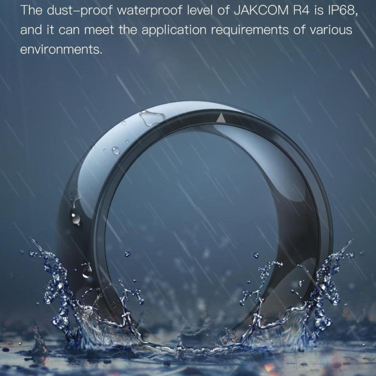 Black smart ring surrounded by water splash and droplets
