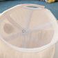 Beige baby sun hat interior view with lightweight mesh panel and button