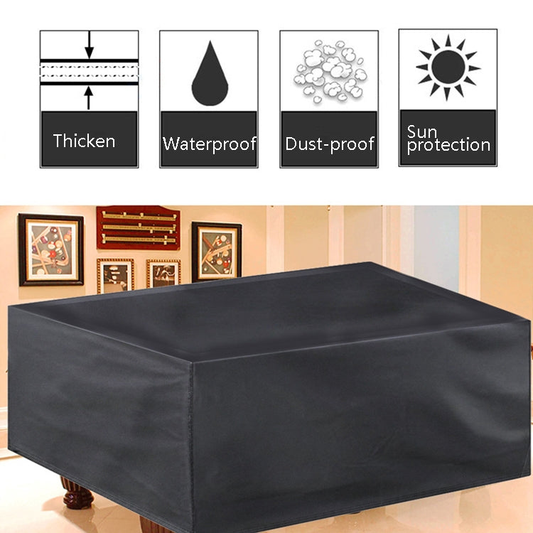 Billiard table dust cover, black, front top view with fitted corner panels