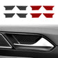 Carbon-fiber style inner door handle trim stickers set, black and red, four pieces shown