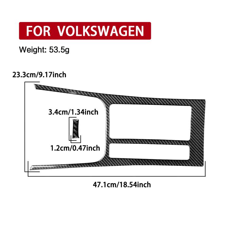 Center console cup holder trim panel with measurements, black carbon-fiber look