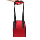 Red pet dog assist harness belt with front pouch and two adjustable side straps
