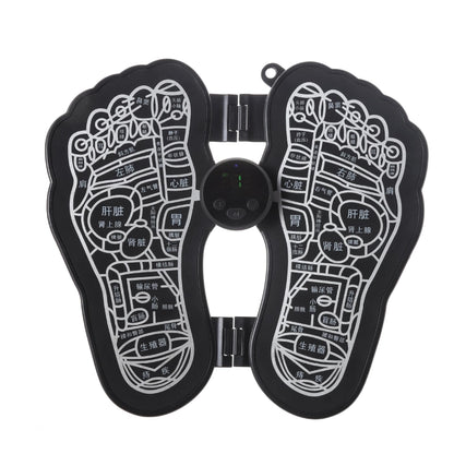 Black mini foot massager with EMS control unit and two foot pads