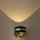 Up-down LED wall lamp, chrome round mount, two warm-white light beams
