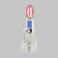 RF hair growth comb scalp massager, white handle with blue display and red-tinted pin head