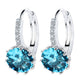 925 sterling silver hoop earrings with bright blue round zircon and clear accents