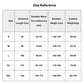 Size chart for back posture correction belt: abdomen, waist, height, weight