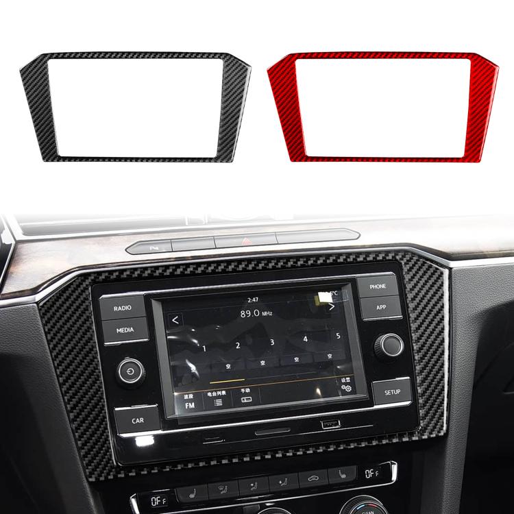Pair of carbon-fiber style navigation frame sticker trims, black and red