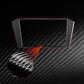 Carbon-fiber style navigation frame sticker trim close-up, red border outline