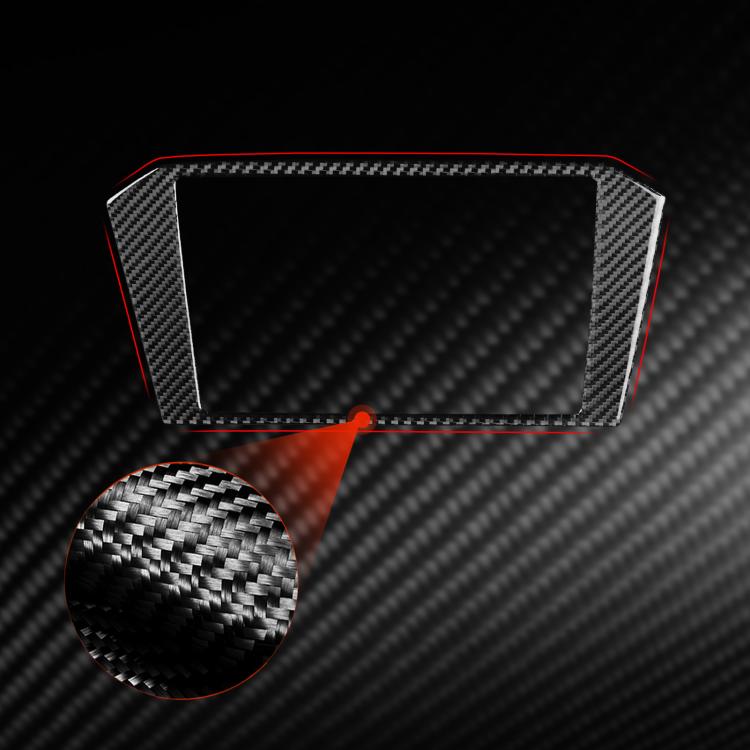 Carbon-fiber style navigation frame sticker trim close-up, red border outline