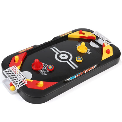 2-in-1 mini desktop ice hockey and football battle game table with red and yellow pieces