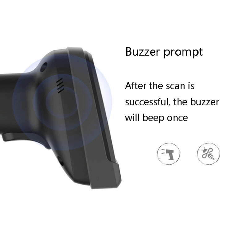 Handheld 1D barcode scanner with side indicator light and ergonomic trigger grip