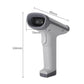 White handheld 2D barcode scanner gun with dark scanning window and side profile