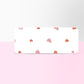 Transparent label sticker with pink heart and small orange pattern