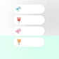Set of transparent label stickers with cartoon bird, hand, and fish icons